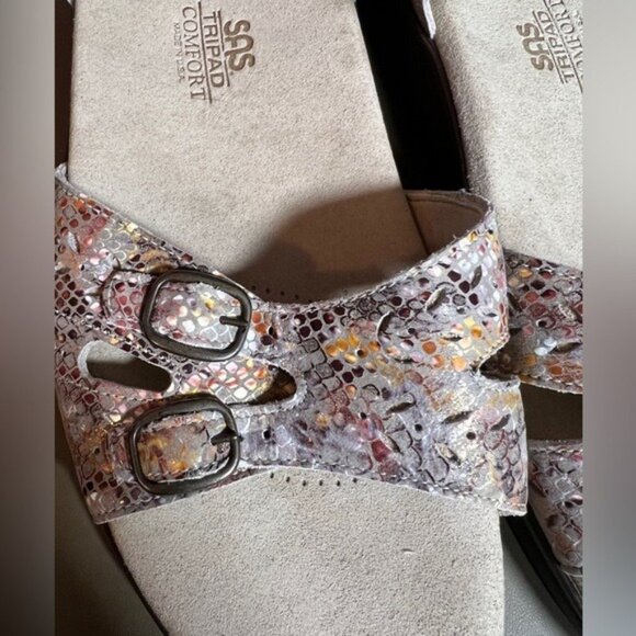 SAS Size 11 Duo Quarter Sandals multisnake Taupe - Picture 2 of 5